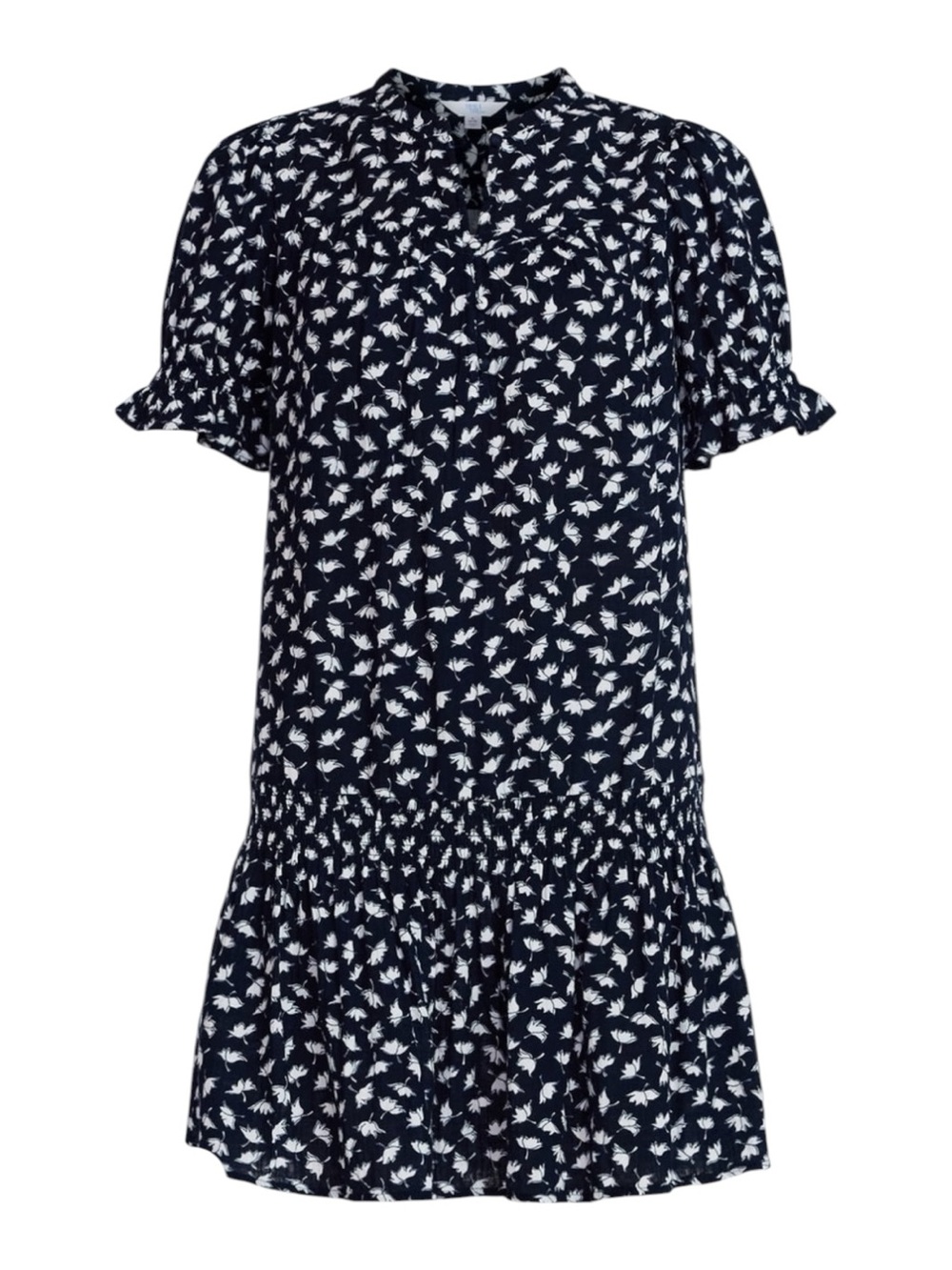 Size Small Time and Tru Navy Blue Print  Drop Waist Short Sleeve Gauze Dress